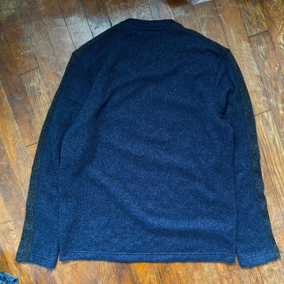 Van Heusen Small Navy Grey Knit Sweater Long Sleeve Fleece Hiking Outdoor Winter - Picture 6 of 10